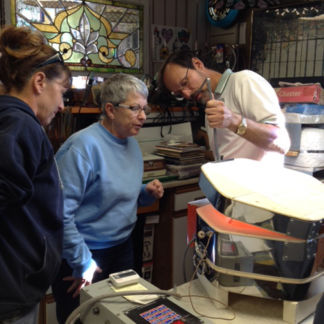 Fusing Class Students Observing Kiln