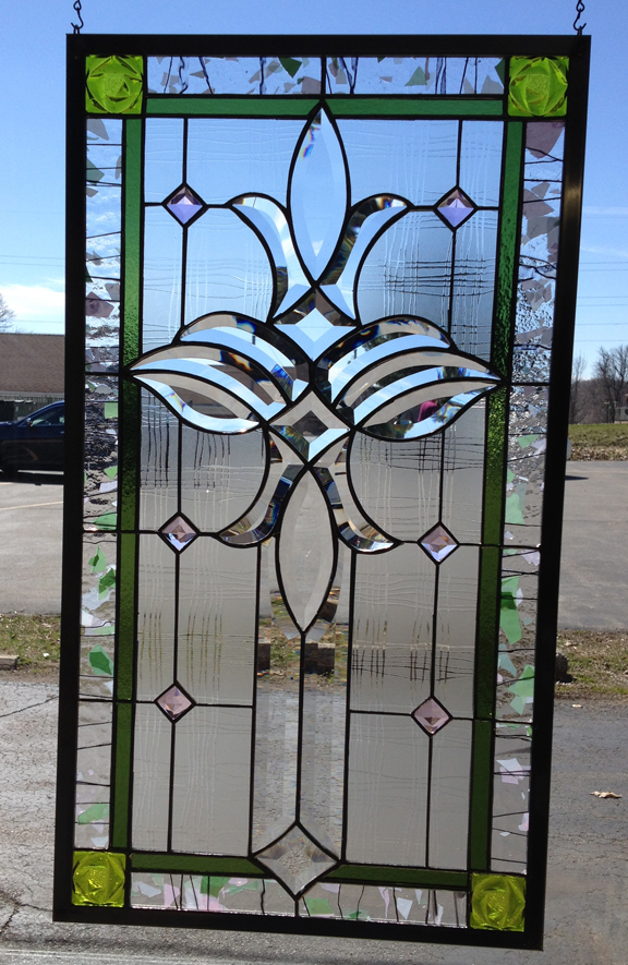 Stained Glass Panel Using Bevels and Dichroic Glass