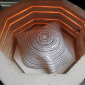 Slumping glass bowl in glass kiln