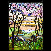 Tiffany Magnolia Stain Glass Panel