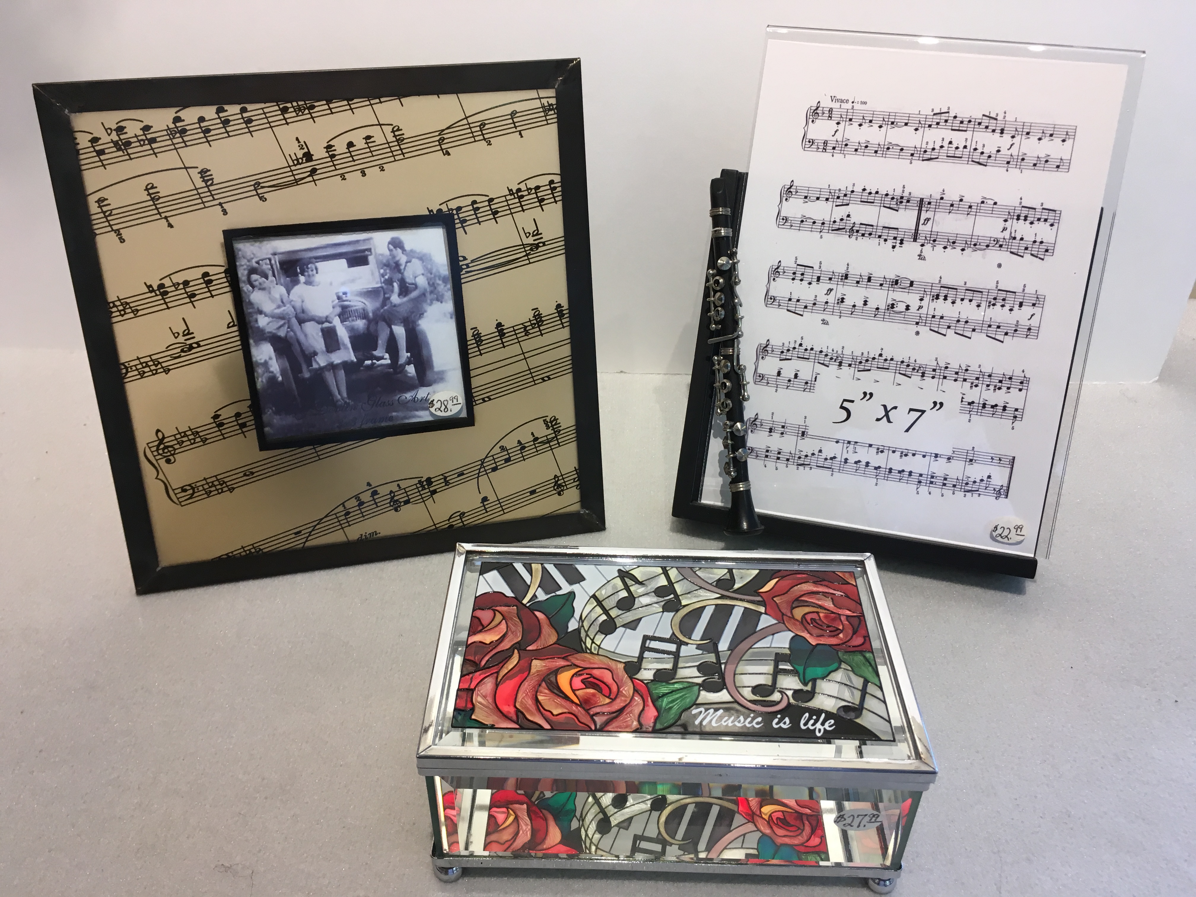 Musical Picture Frame or Bevel Music Box Glass House Store