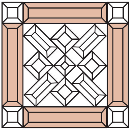 MMS 5003P 12” x 12” Peach & Clear Beveled Glass Kit