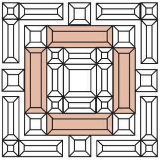 MMS 5004P 14” x 14" Peach & Clear Beveled Glass Cluster