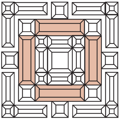 MMS 5004P 14” x 14" Peach & Clear Beveled Glass Cluster