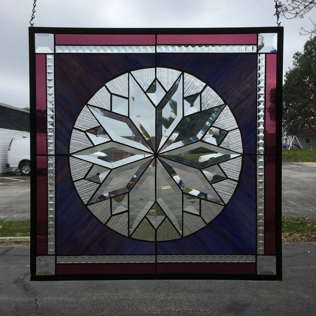 Stained Glass Panel Using Bevels and Dichroic Glass