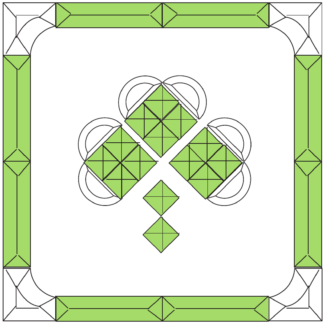 Shamrock Green & Clear with Border Beveled Glass Cluster 12” x 12”