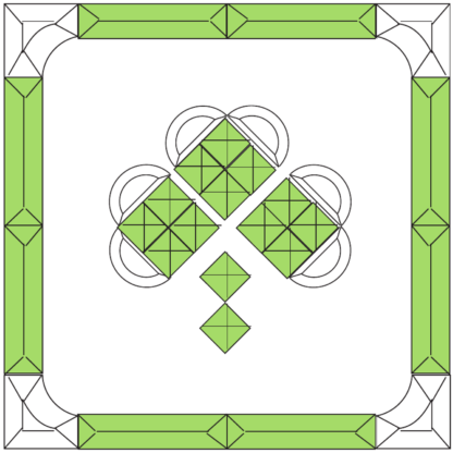 Shamrock Green & Clear with Border Beveled Glass Cluster 12” x 12”