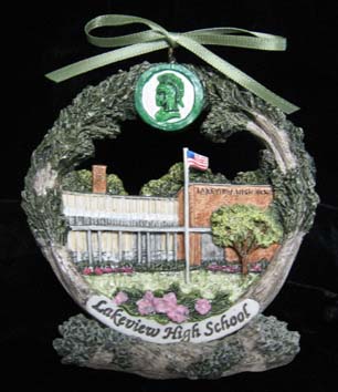 Decatur Lakeview High School Christmas ornament on stand