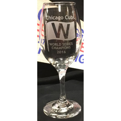 Chicago Cubs World Series Champions 2016 Etched Wine Glass
