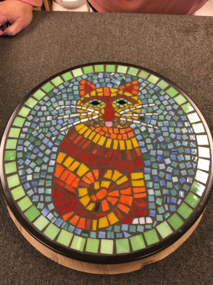 Mosaic glass table class cat