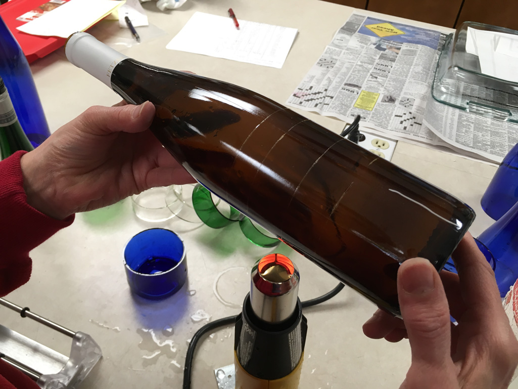 Wine Bottle with heat gun Glass House Store