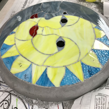 Finished Sunshine DiamondCrete Stepping Stone Class Project