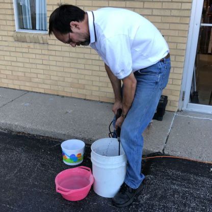Steve Mixing DiamondCrete for Stepping Stone Class