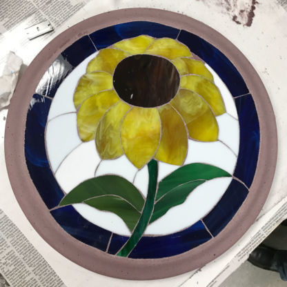 Sunflower Finished Project DiamondCrete Stepping Stone Class