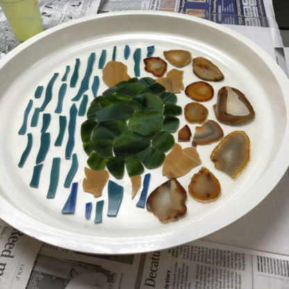 Turtle Glass and Rock Ready for DiamondCrete - Garden Stepping Stone Class