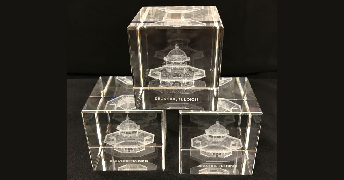 3D Lead Crystal Decatur Transfer House | Glass House Store