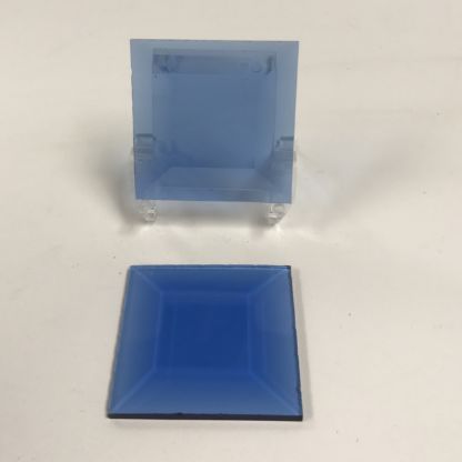 Blue square glass bevel 2 x 2