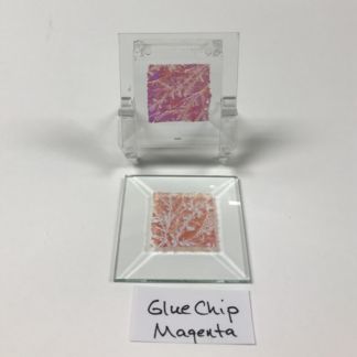 Magenta dichroic glue chip 2" x 2" square glass stock bevel