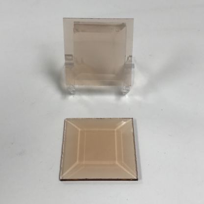 Peach square glass bevel 2 x 2