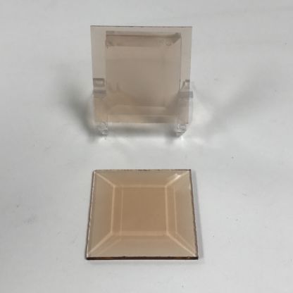 Peach square glass bevel 2 x 2