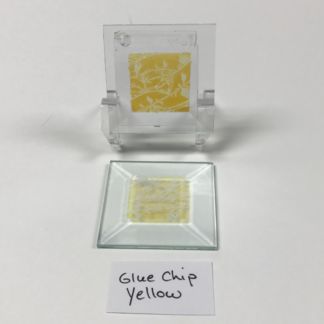 Yellow dichroic glue chip 2" x 2" square glass stock bevel