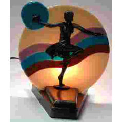 Girl and a bird art deco fan lamp base fan