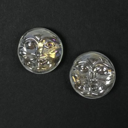 Glass Goodie Clear iridescent Moon Face