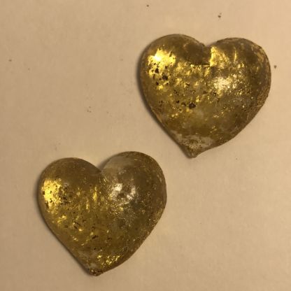 Tiny gold glass hearts
