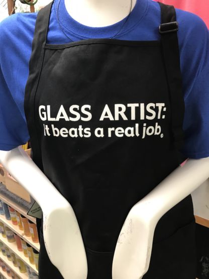 Stained Glass Apron - Glass Artist Beats a Real Job - Black