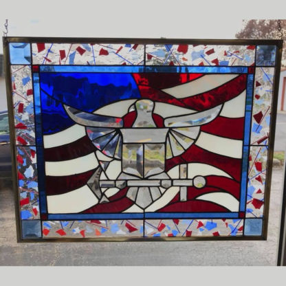 Patriotic Navy Beveled Glass Panel - MEC 281