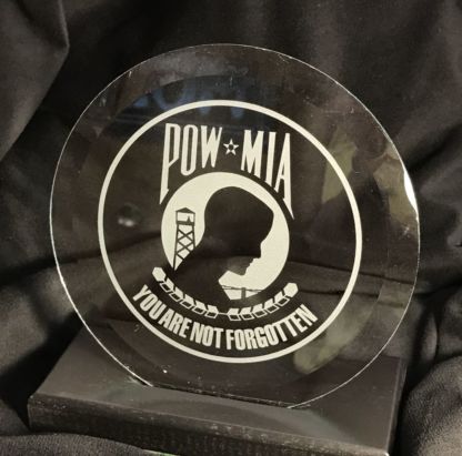 Military Etched US POW/ MIA 6" Glass Bevel