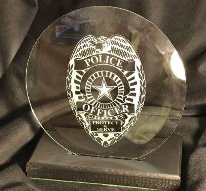 Police Department 6" Etched Glass Bevel