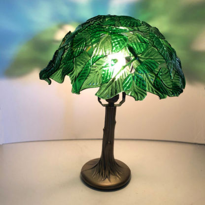 3D Fused Green Glass Leaf Lamp Shade