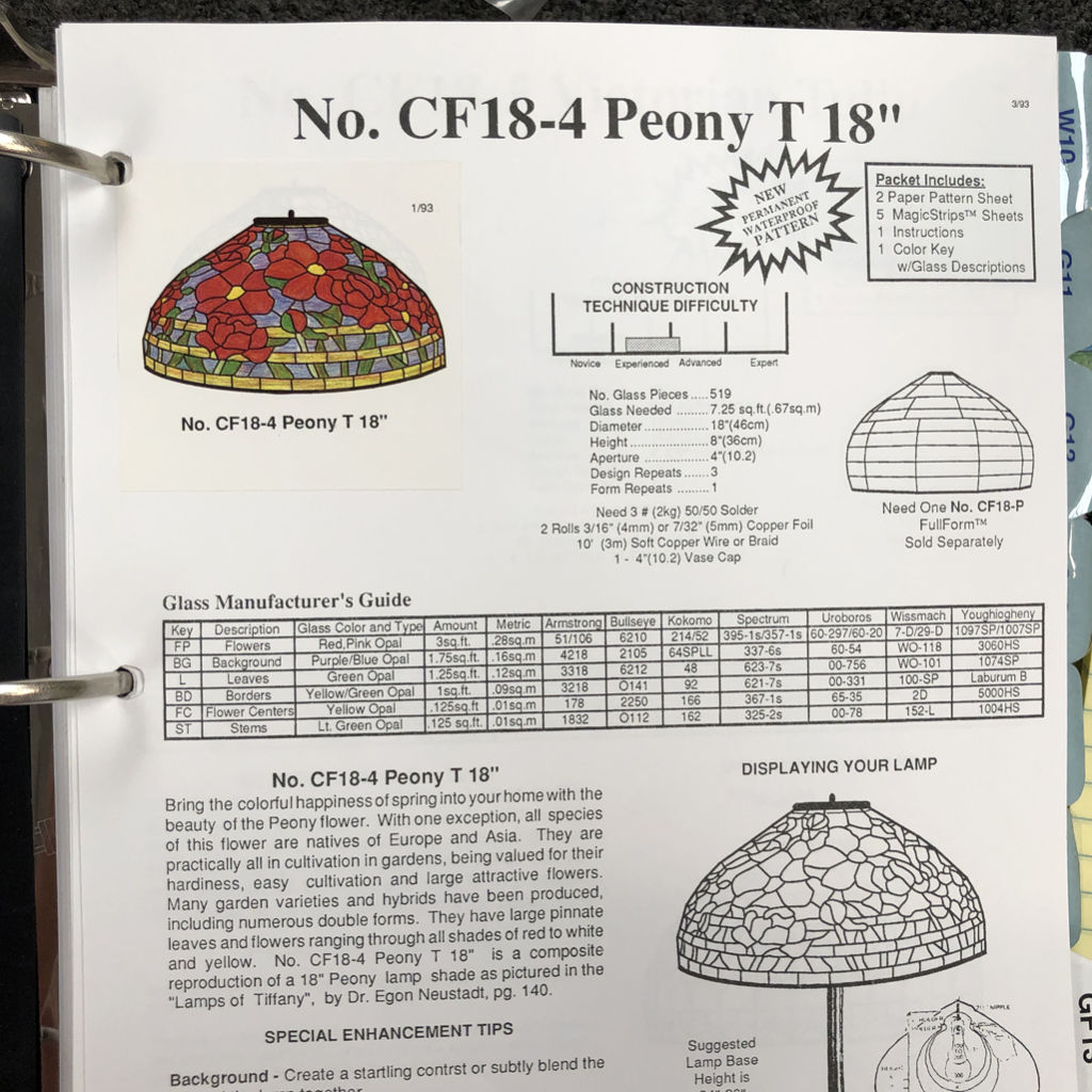 Worden CF 184 Peony Lamp Pattern Glass House Store
