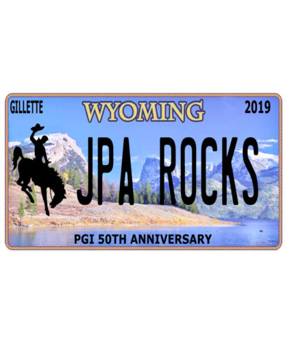 Junior Pyro Association Rocks Wyoming Licence Plate