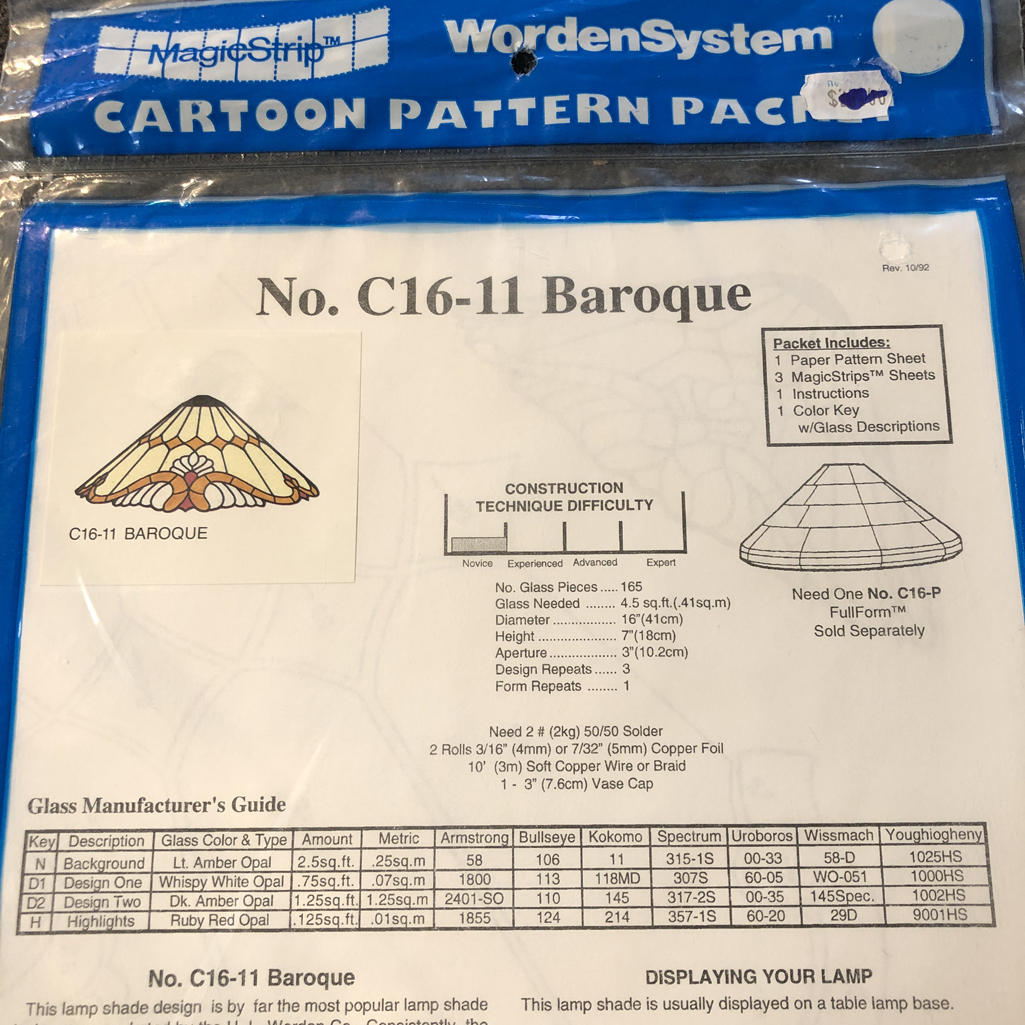 Worden C1611 Baroque Lamp Pattern Glass House Store