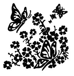 Peel N' Etch Stencil-Butterflies & Floral #P7BNF