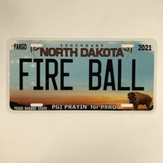 PGI North Dakota License Plate-FIRE BALL