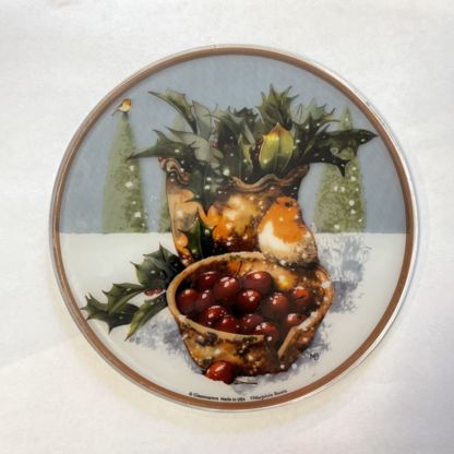 Painted Medallion Bowl Of Cherries with Bird -PM012 - Image 4