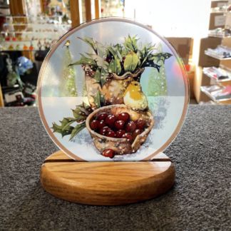 Painted Medallion Bowl Of Cherries with Bird -PM012