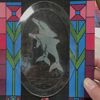 Engraved Clear Oval Bevel - #601 Dolphins