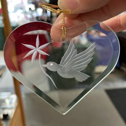 Clear Dove Heart Shape Bevel with hole #GB01 - Image 3
