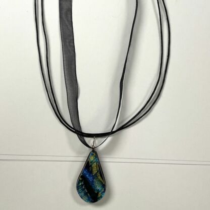 18" Organza Ribbon & Cord Necklace Black- 10 pc. JL48A - Image 2