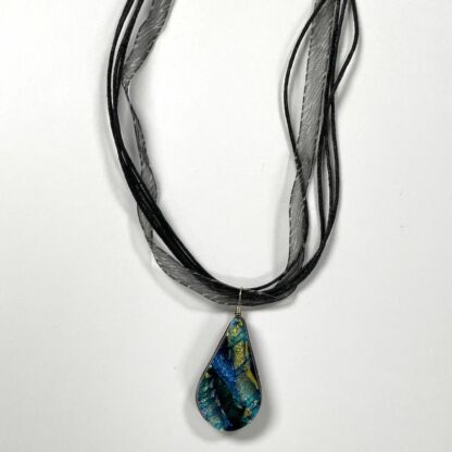 18" Organza Ribbon & Cord Necklace Black/Grey- 10 pc. JL48B - Image 2