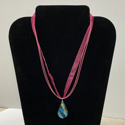 18" Organza Ribbon & Cord Necklace Pink- 10 pc. JL53 - Image 2