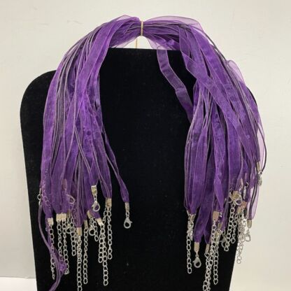 18" Organza Ribbon & Cord Necklace Dk Purple- 10 pc. JL54