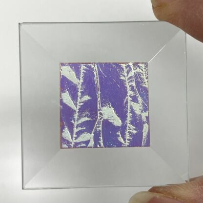 A Dichroic Square Bevel Glass 1 1/2" x 1 1/2" Glue Chip SP160
