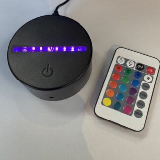 Lighted Base - Black Round Color Changing Light w/ Slot