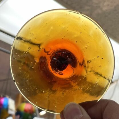 Rondel Blenko Handblown Glass 3 3/4" Amber/Orange BL100