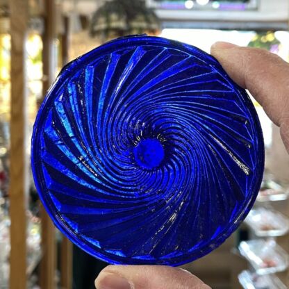 Rondel Swirl Pressed Glass 3 3/8" Blue SR325-04